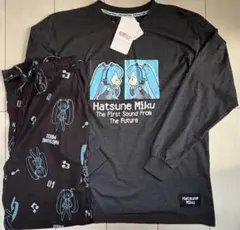 新品　 Lサイズ　初音ミク　上下セット　ルームウェア 長袖　チャコール