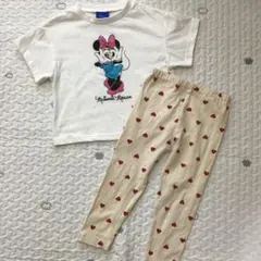 ミニーちゃんTシャツとハート柄レギンスセット