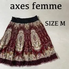 古着 axes femme フレアスカート サイズM ワインレッド 総柄のサムネイル