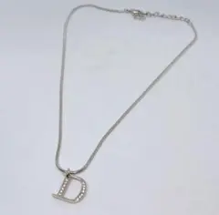 【美品】Dior ディオール ロゴ ラインストーン シルバー ネックレス