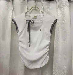 An MILLE パイピングリボンリブトップス ホワイトのサムネイル