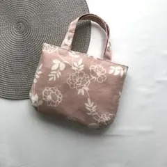 ミニトートバッグ　小物入れ　花　ハンドメイド