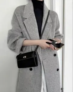 値下げ！グレー ダブルブレスト ロングコート