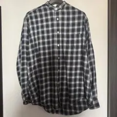 NAUTICA チェック ノーカラーシャツ M