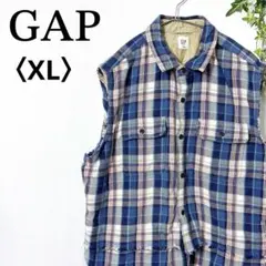 GAP ビッグサイズ ネルシャツ ベスト XL 再構築風 グランジ Y2K 青