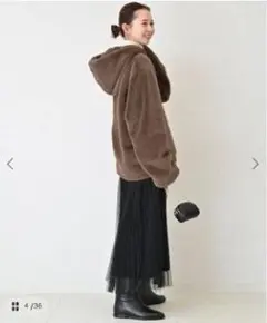 【週末お値下げ】SLOBE IENA フード付きブラウンファーコートのサムネイル