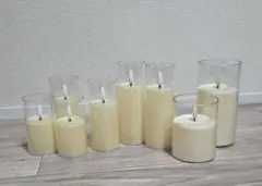 クリーム色の円筒形 LEDキャンドル　8個セット　結婚式　披露宴のサムネイル