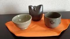 【民芸三客】作家銘なし/未使用★一輪挿し/青磁の小鉢・小筒★多用途で美しい逸品