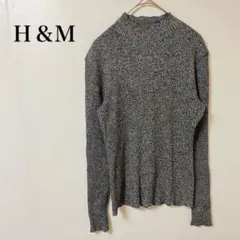エイチアンドエム　セーター　ニット　Ｌ　タートルネック　グレー　リブ　フィット