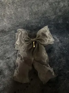 シフォン　黒リボン　ヘアアクセサリー