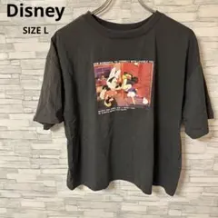 ディズニー　Tシャツ　【L】　グレー　おしゃれ　プリントT　ミッキー　ミニー