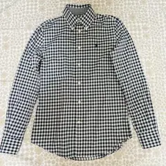 ラルフローレン ギンガムチェックシャツ　ポニー刺繍　黒白