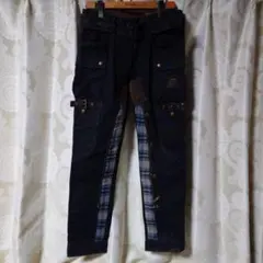 UISM カーゴパンツ ブラック チェック切替のサムネイル