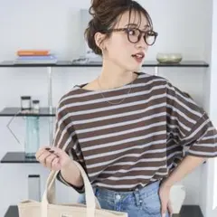 フリークスストア ボードネックバスクボーダー半袖Tシャツのサムネイル