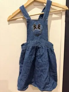 デニム 蝶刺繍 ジャンバースカート　プティマイン