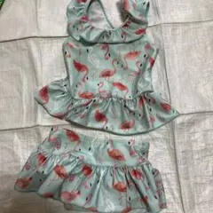 フラミンゴ柄セパレート水着 100-110