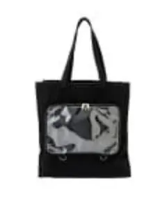 ビッグ　クリア　ポケット付き　トートバッグ　推し活　黒　ブラック　痛バ　スリコ