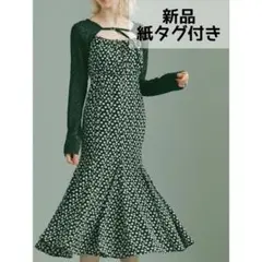 Crayme, クレイミー マーメイドワンピース フラワー 花柄 ブラック 黒のサムネイル