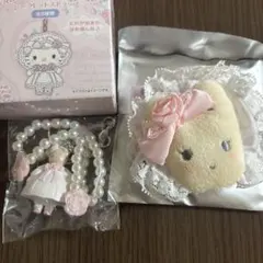 サンリオ ホワイトフリル シークレットヘアクリップ ストラップ マロンクリーム