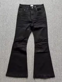 y2k ブラック コーティング フレアデニム パンツ archive グランジ