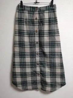サニークラウズ　ウールチェック柄ミドル丈スカート　64 フォロー割り引き有り