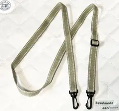 1.5幅 ショルダーストラップ　ウグイス色　黒プラ