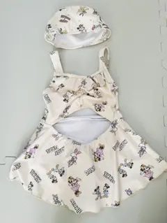 futafutaディズニー水着 100cm 帽子付き　キッズ水着　女の子