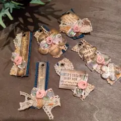 デニムリメイク☆レトロクラシックシャビータグ✨️お花リボン - メルカリ