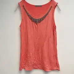 希少✨️Loveappella コーラル ビーズタンクトップ ビジュー シンプル