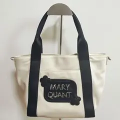 MARY QUANT スパンコールロゴ2WAYミニトートデイジー アイボリー