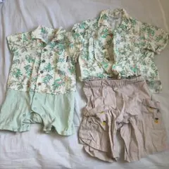 petit main 80ロンパース100開襟シャツ100ハーフパンツ
