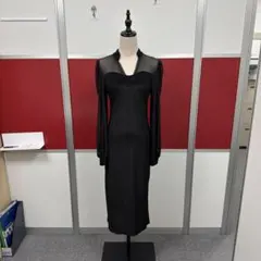 シースルー長袖タイトパーティードレス