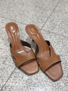 早い者勝ち！ZARA ブラウン ミュール サンダル スクエアトゥ