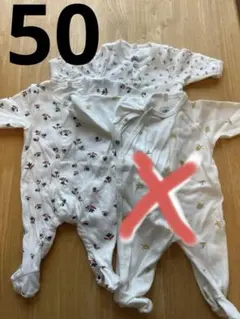 プチバトー　足付きロンパース2点セット　50cm