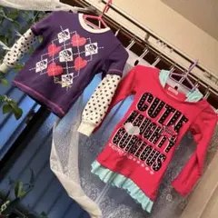★重ね着風2点セット★【新品・未使用】女の子　長袖Tシャツ　95くらいの子に