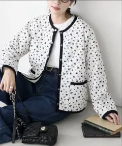 キルティング ノーカラージャケット