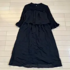 1.9 Lavannor レース切替ワンピース ブラック M 礼服 喪服 古着