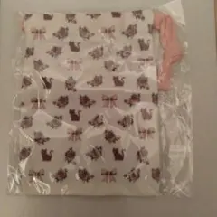 コットン 猫とリボンのミニポーチ