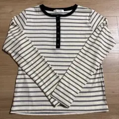 Ray BEAMS RIB ボーダー ヘンリーネック Tシャツ