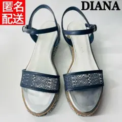 DIANA サンダル レース ネイビー グリッター シルバー Sサイズ 匿名配送