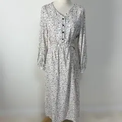 futier land Vボタンフラワーロングワンピース ホワイト 花柄 フリー