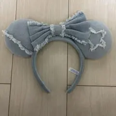 ディズニーミッキー耳カチューシャ リボン付き デニム風