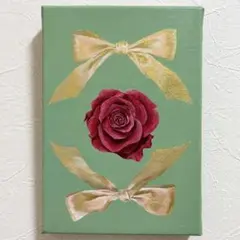 【週末限定】アクリル画　原画　手描き　バラ　インテリア　ガーリー　キャンバス