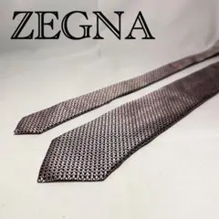 美品☆ゼニア☆ネクタイ☆現行タグ☆ネイビー☆ピンク☆シルバー☆パターン柄☆747