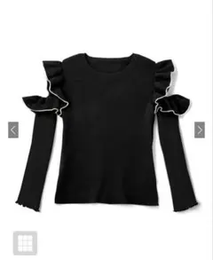 GRL 配色フリルオープンショルダーニットトップス dr342