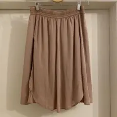 ベージュ フレアスカート ひざ丈 ゴムウエスト【S〜M】