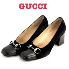 GUCCI グッチ ホースビット パンプス 黒 チャンキーヒール スクエアトゥ