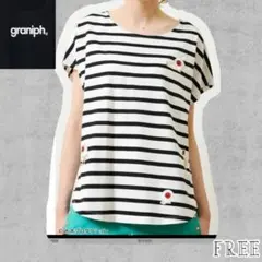 【graniph】 目玉のオヤジ ゲゲゲの鬼太郎 Tシャツ 白黒ボーダー