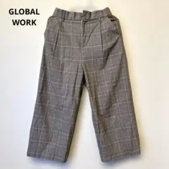 GLOBAL WORK グレー系チェック ワイドパンツ タック入り Sサイズ
