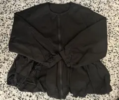 Samansa Mos2 ブラック ノーカラージャケット フリーサイズ
